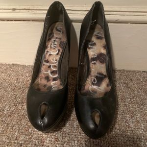 Leather Sam Edelman Peep Toe platform heels